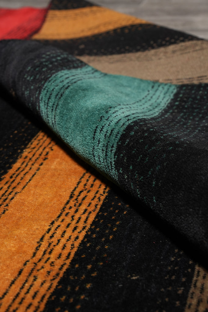 8.3 x 10 New Handmade Gabbeh Wool Rug Black #F-4632
