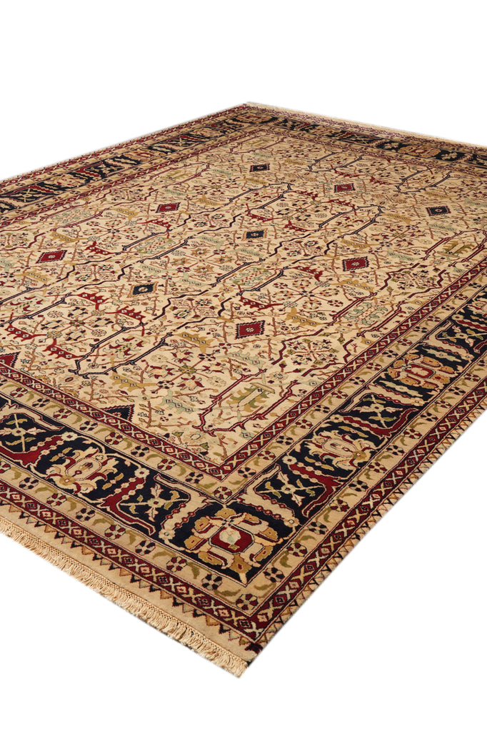 9 x 12 High Quality Hand-Knotted Jaipur Rug Ivory Black #F-4385