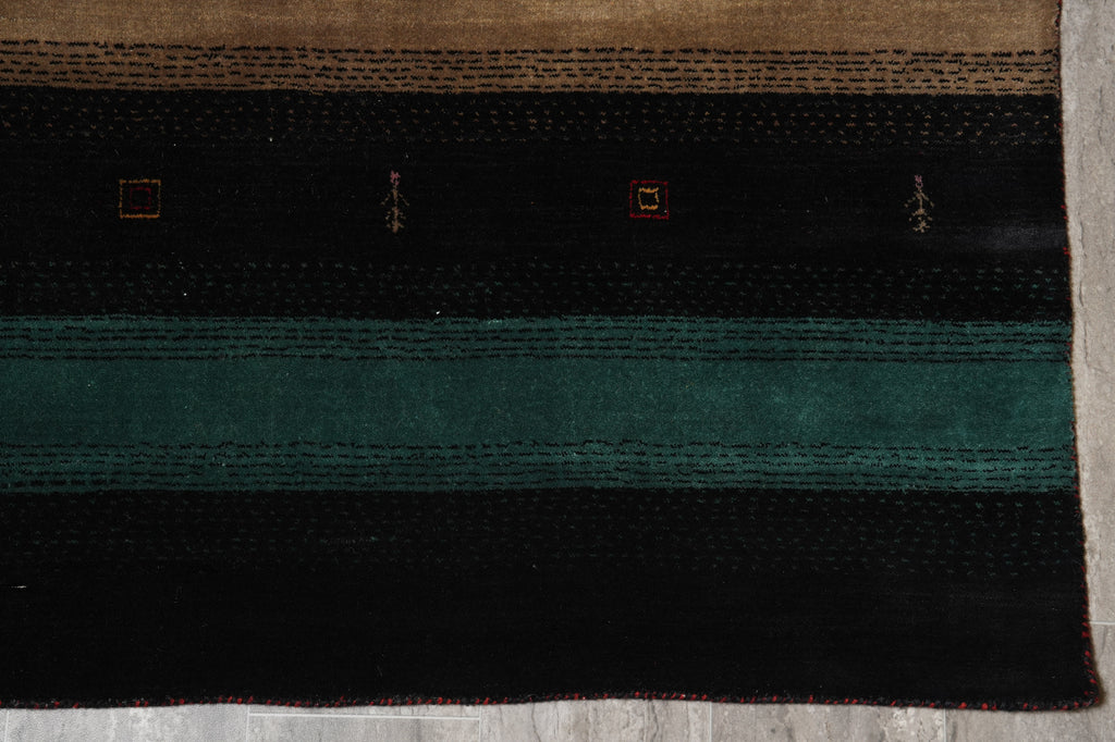 8.3 x 10 New Handmade Gabbeh Wool Rug Black #F-4632