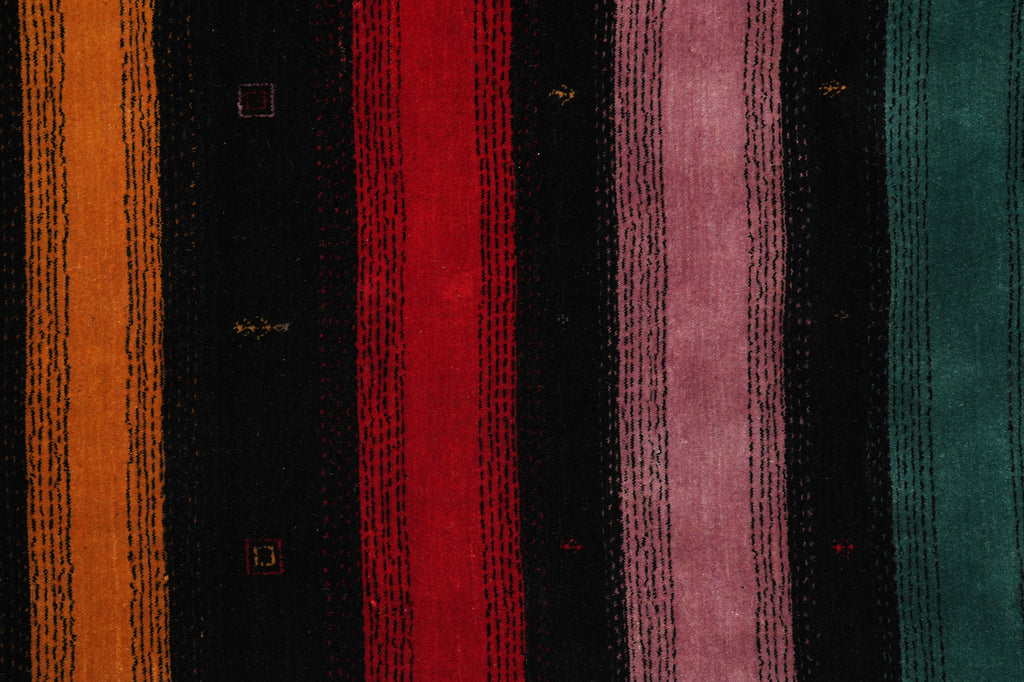 8.3 x 10 New Handmade Gabbeh Wool Rug Black #F-4632