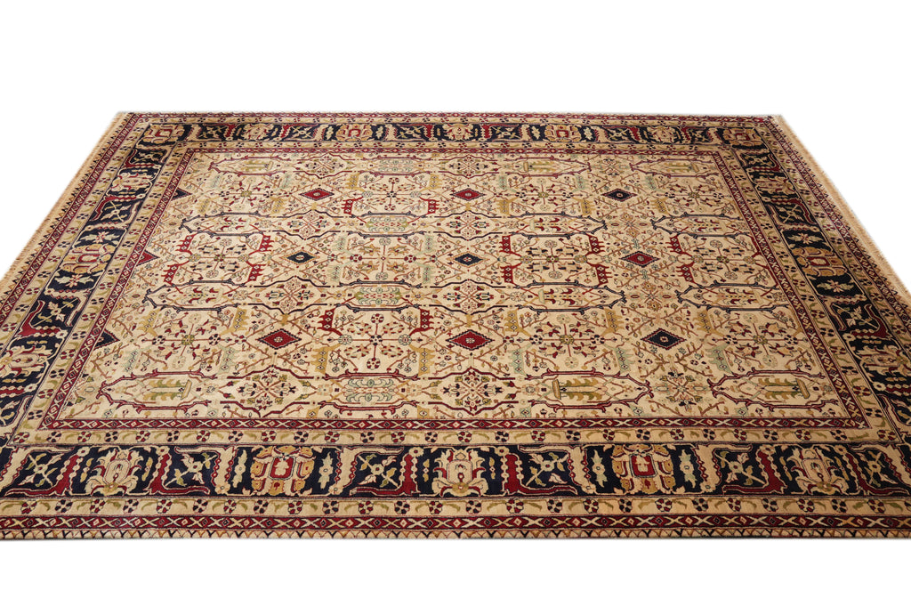 9 x 12 High Quality Hand-Knotted Jaipur Rug Ivory Black #F-4385