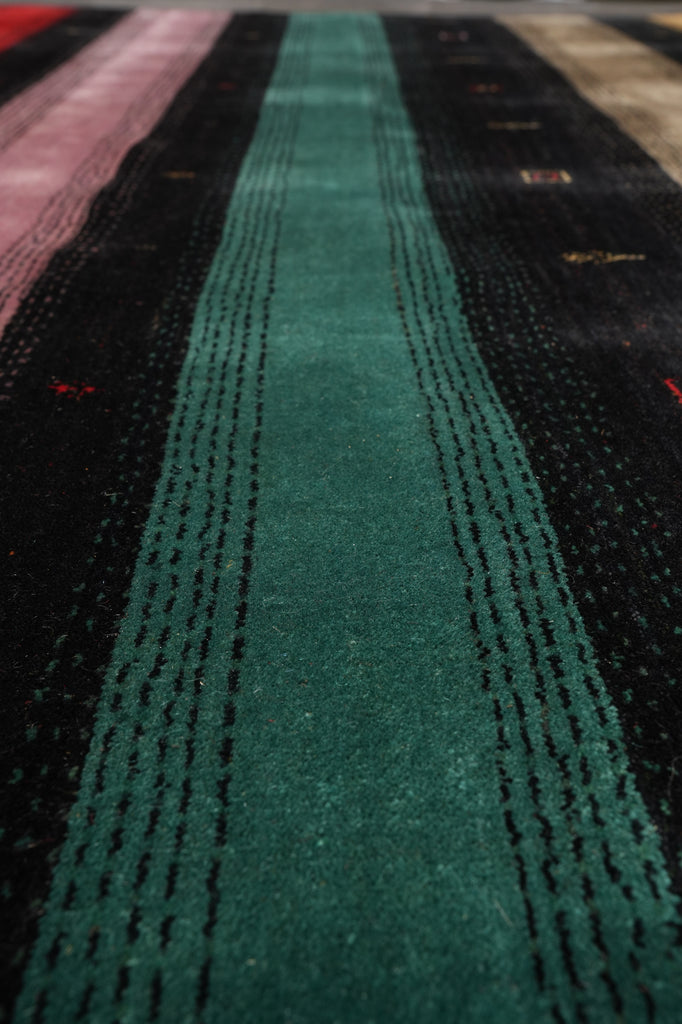 8.3 x 10 New Handmade Gabbeh Wool Rug Black #F-4632