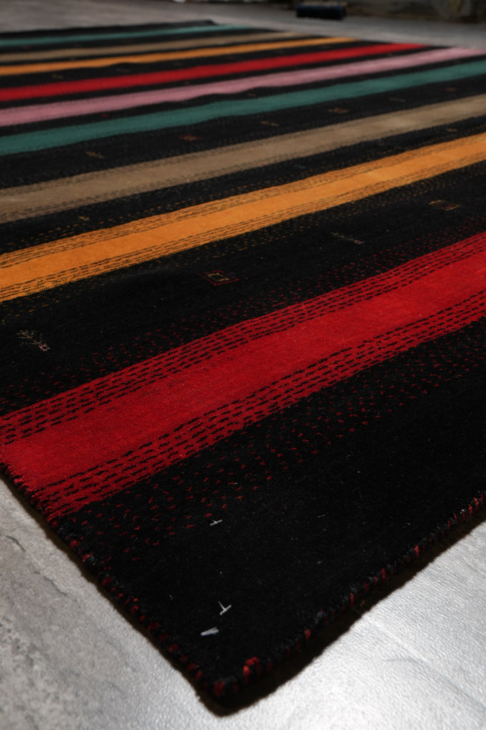 8.3 x 10 New Handmade Gabbeh Wool Rug Black #F-4632