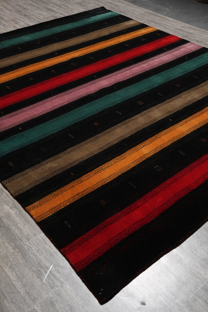 8.3 x 10 New Handmade Gabbeh Wool Rug Black #F-4632