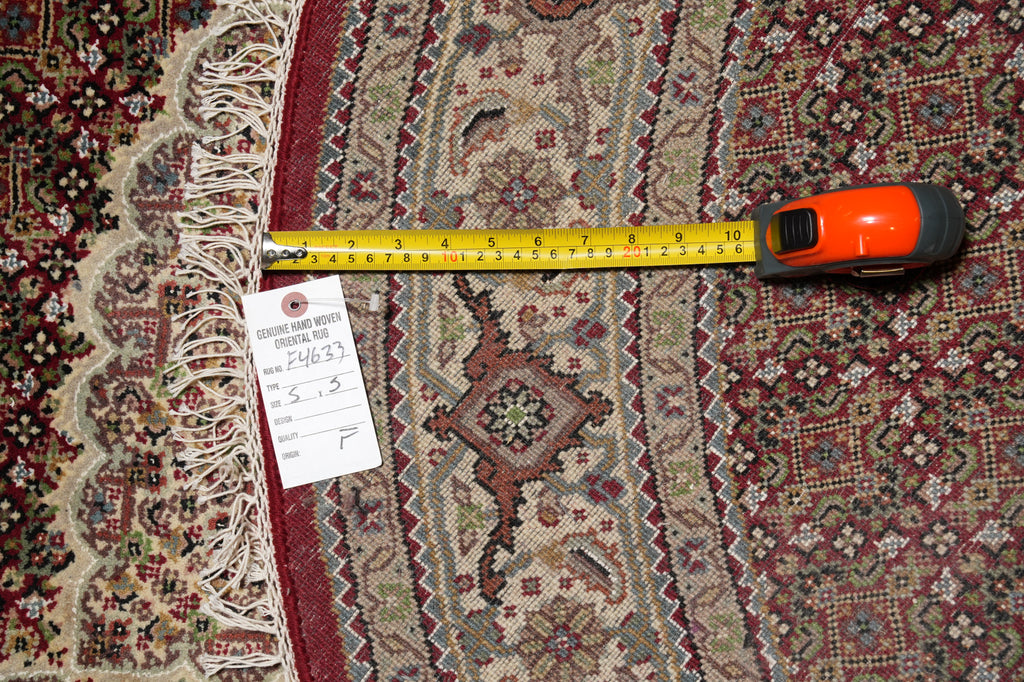 5 x 5 Feet Mahi Herati Tabriz Rug Handmade Wool and Silk Quality Carpet #F-4633a