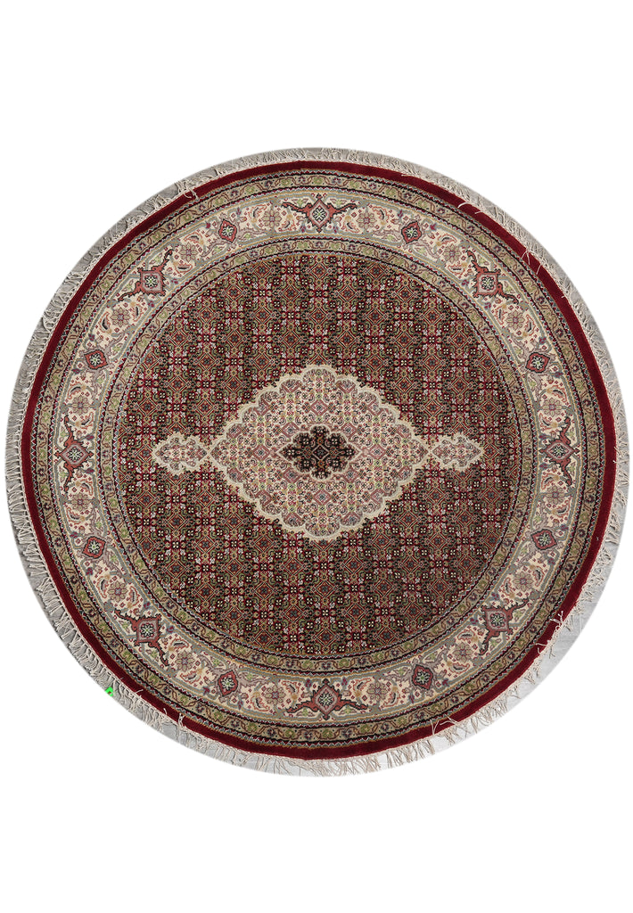 5 x 5 Feet Mahi Herati Tabriz Rug Handmade Wool and Silk Quality Carpet