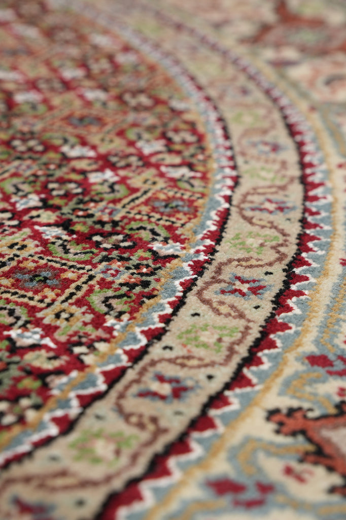 5 x 5 Feet Mahi Herati Tabriz Rug Handmade Wool and Silk Quality Carpet #F-4633a