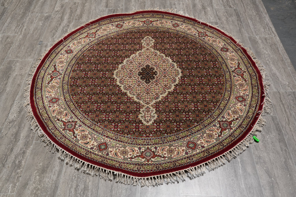 5 x 5 Feet Mahi Herati Tabriz Rug Handmade Wool and Silk Quality Carpet #F-4633a