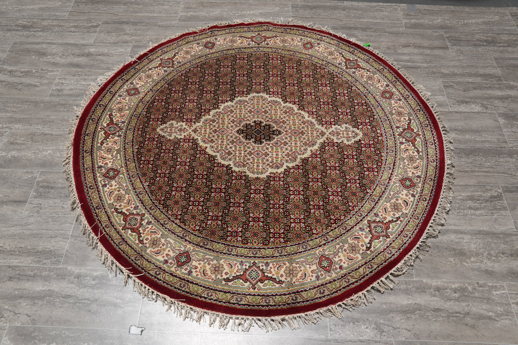 5 x 5 Feet Round Mahi Tabriz Rug #F-4633