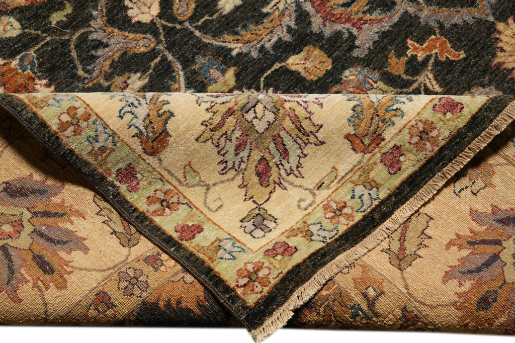 8.10 x 12.1 New Hand-Knotted Quality Rug Natural Wool Black #F-4387