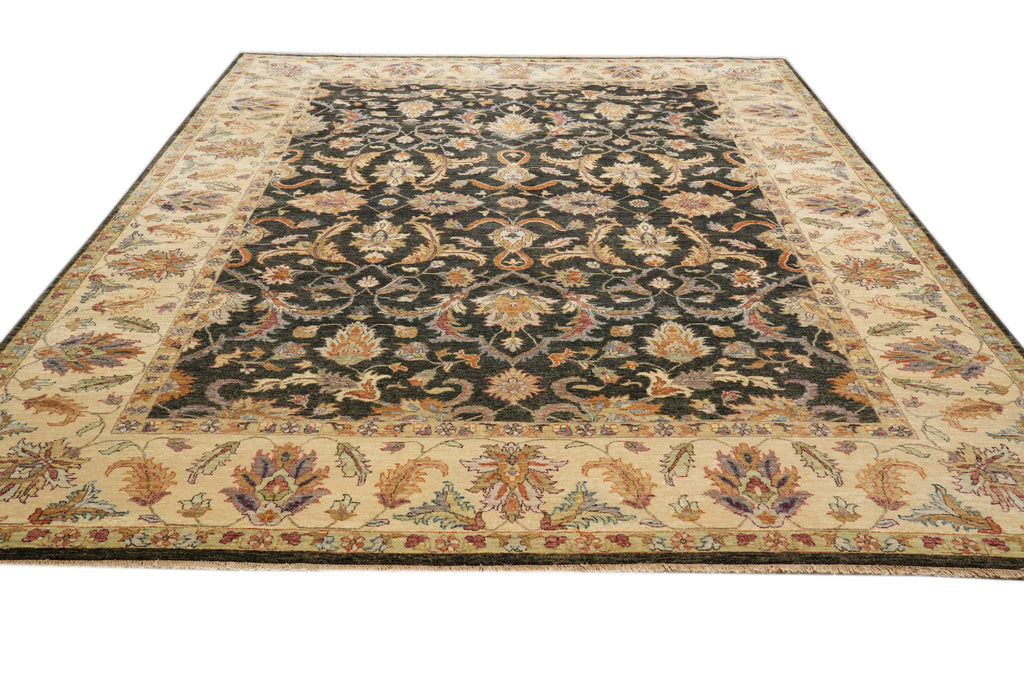 8.10 x 12.1 New Hand-Knotted Quality Rug Natural Wool Black #F-4387