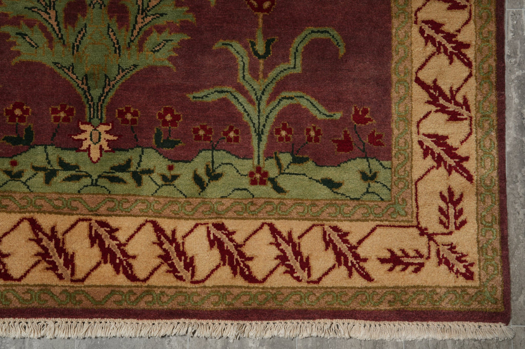5 x 8 Handmade Agra Rug PURPLE Intersting Pattern - India #PIX-17983