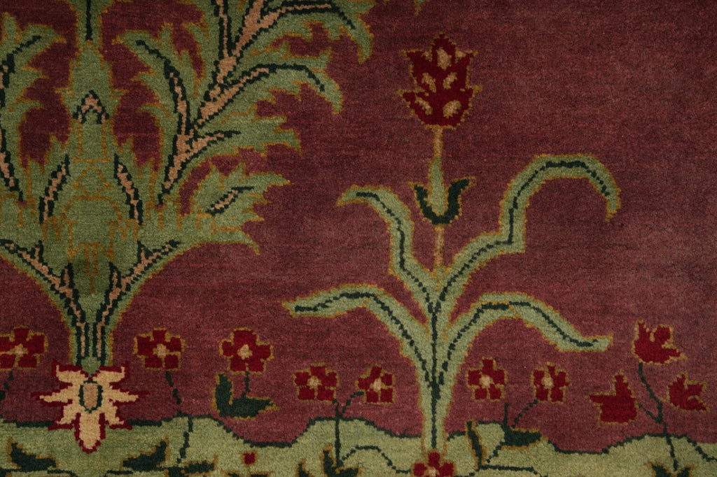 5 x 8 Handmade Agra Rug PURPLE Intersting Pattern - India #PIX-17983