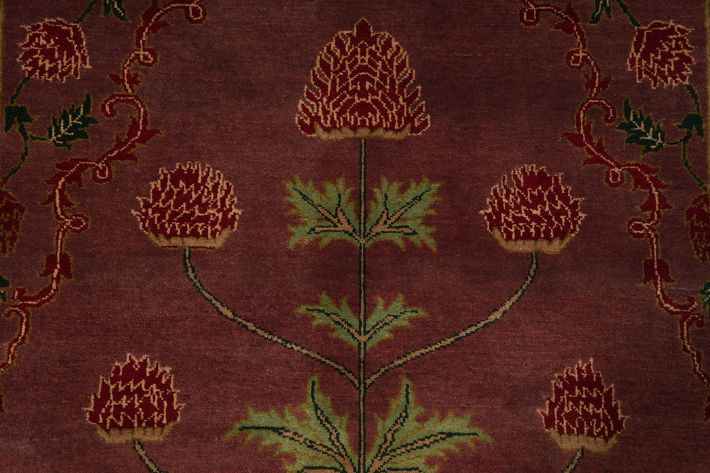 5 x 8 Handmade Agra Rug PURPLE Intersting Pattern - India #PIX-17983