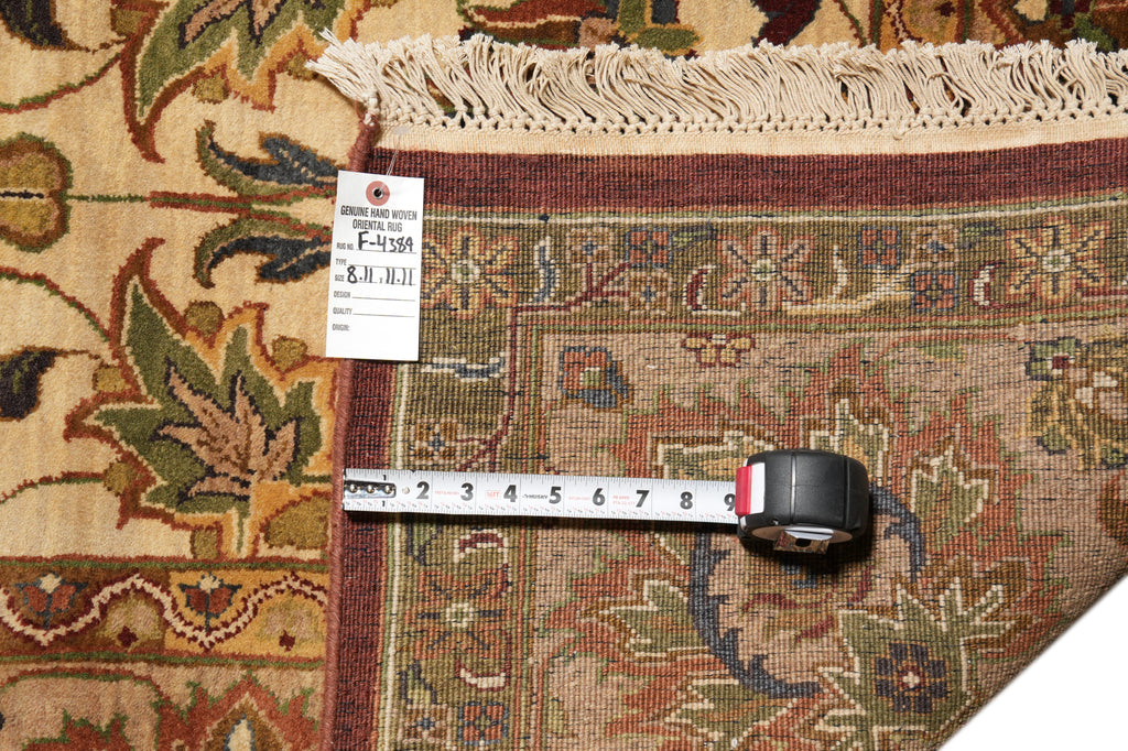 9 x 12 Quality Hand-Knotted Wool Agra Rug Beige Gold #F-4389