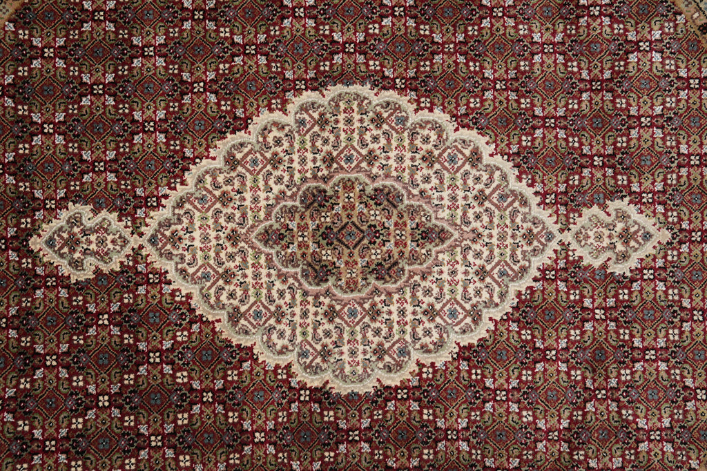 6 Feet Round Mahi Tabriz Quality Rug Wool and Silk Handmade India #F-4634