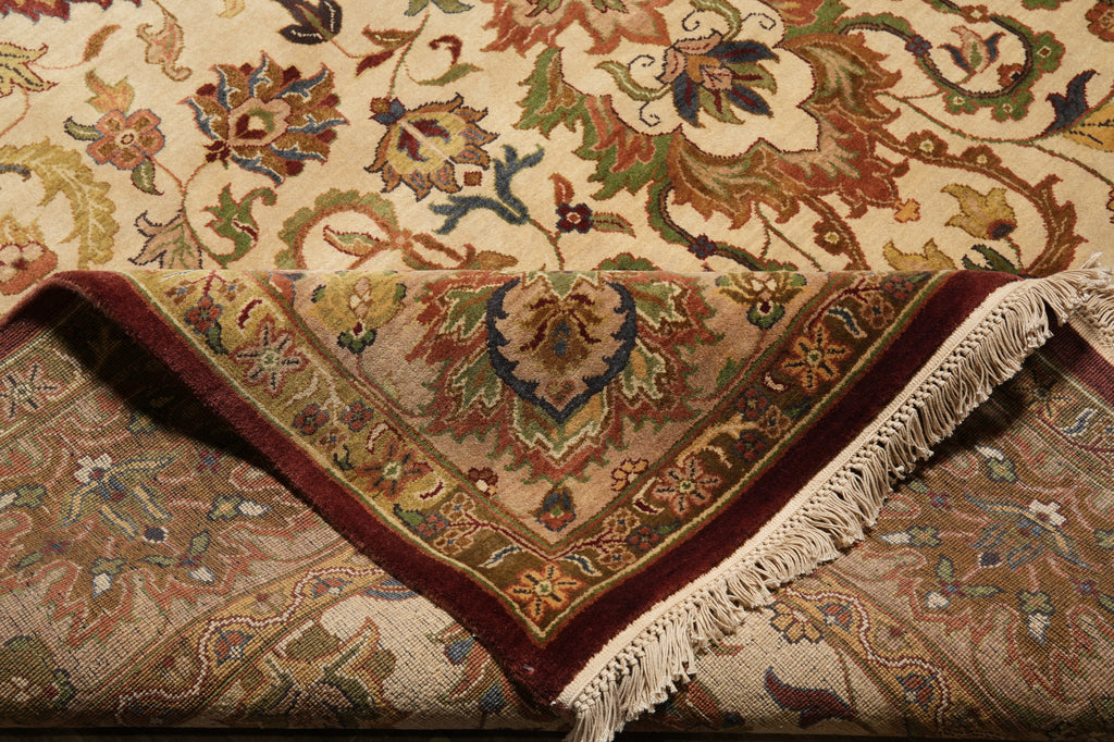 9 x 12 Quality Hand-Knotted Wool Agra Rug Beige Gold #F-4389