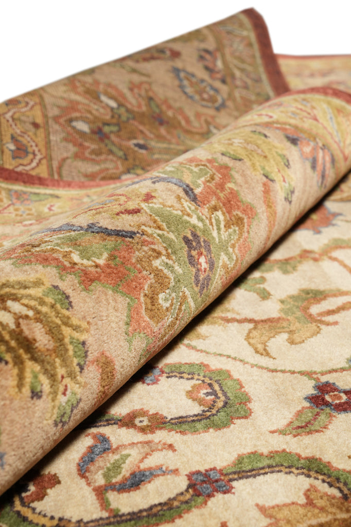 9 x 12 Quality Hand-Knotted Wool Agra Rug Beige Gold #F-4389