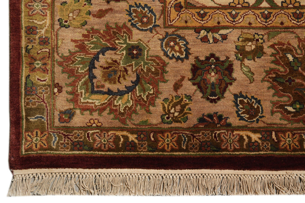 9 x 12 Quality Hand-Knotted Wool Agra Rug Beige Gold #F-4389