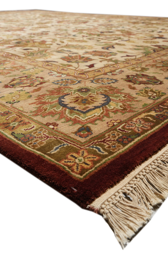 9 x 12 Quality Hand-Knotted Wool Agra Rug Beige Gold #F-4389