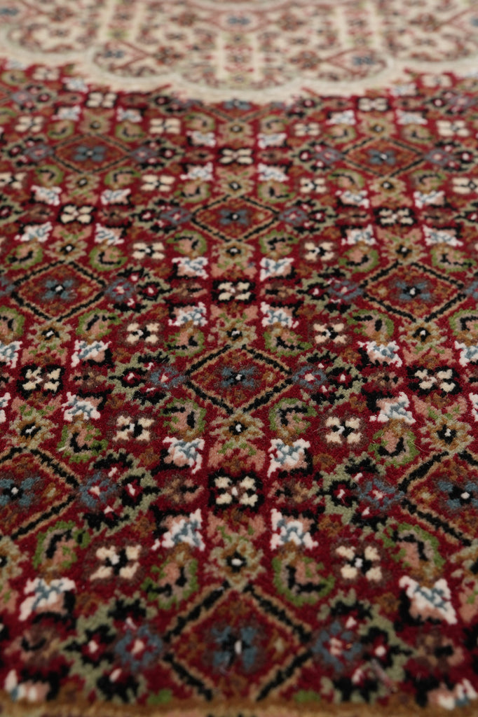 6 Feet Round Mahi Tabriz Quality Rug Wool and Silk Handmade India #F-4634