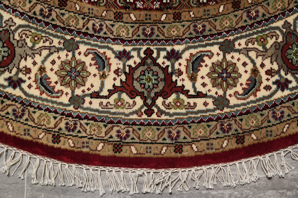 6 x 6 Feet Round Mahi Tabriz Quality Wool and Silk Handmade Rug #F-4635