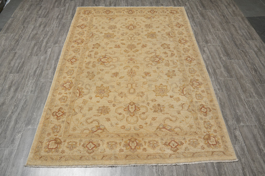 5.9 x 8.4 Chobi Peshawar Ghazni Wool Rug Light #PIX-22307