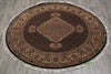 Load image into Gallery viewer, 5 x 5 Feet Round Quality Handmade Rug Wool and Silk Black Mahi Tabriz #F-4638
