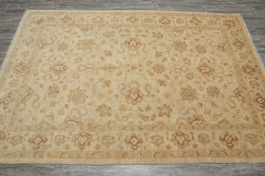 5.9 x 8.4 Chobi Peshawar Ghazni Wool Rug Light #PIX-22307