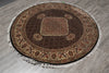 Load image into Gallery viewer, 5 x 5 Feet Round Quality Handmade Rug Wool and Silk Black Mahi Tabriz #F-4638