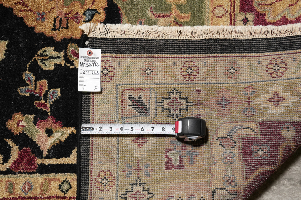 8.4 x 11.5 Jaipur Handmade Wool Rug Black Burgundy #LA-52992