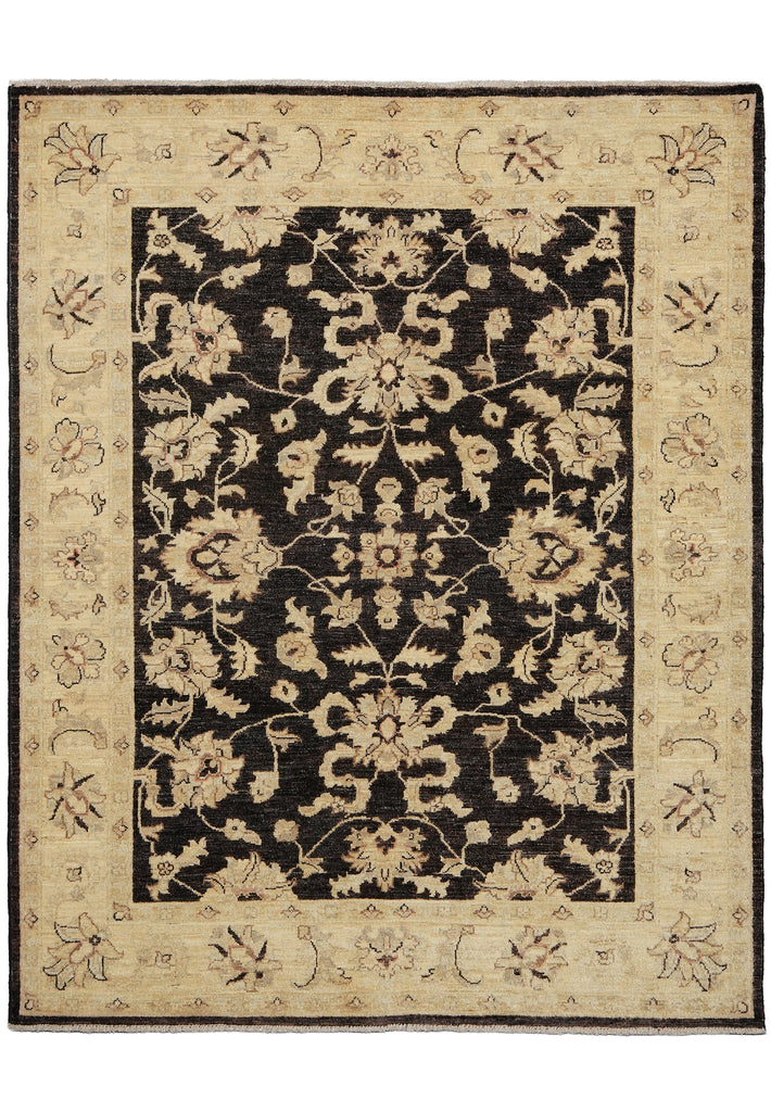 5 x 6.3 Brown Ziglar Rug Handmade Pakistan Natural Wool #PIX-25370