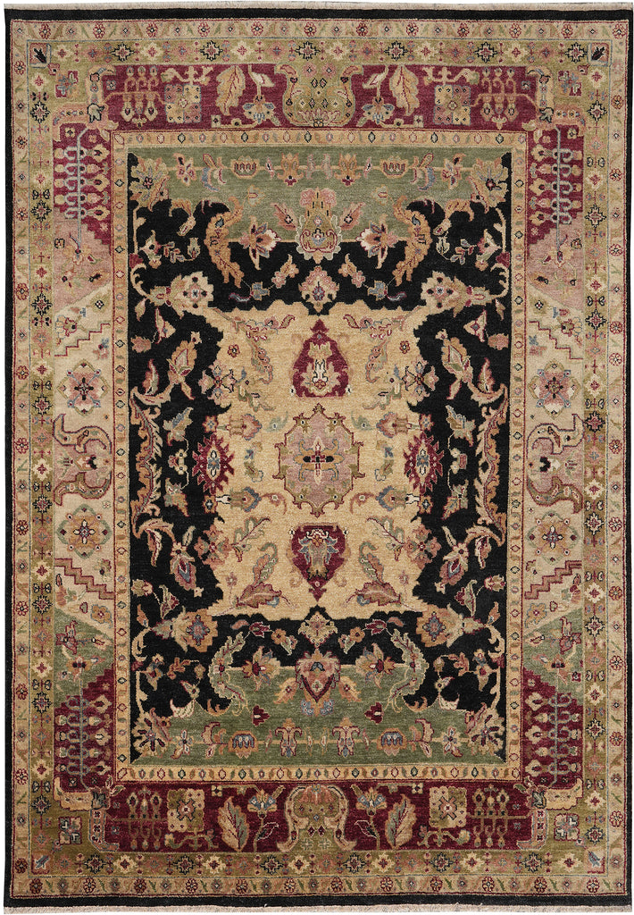 8.4 x 11.5 Jaipur Handmade Wool Rug Black Burgundy #LA-52992