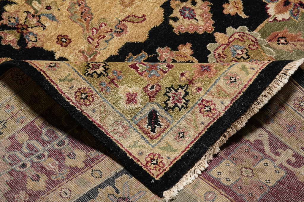 8.4 x 11.5 Jaipur Handmade Wool Rug Black Burgundy #LA-52992