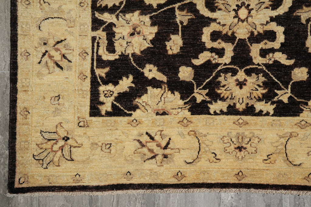 5 x 6.3 Brown Ziglar Rug Handmade Pakistan Natural Wool #PIX-25370