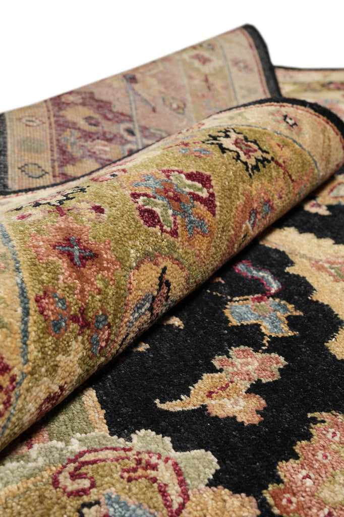 8.4 x 11.5 Jaipur Handmade Wool Rug Black Burgundy #LA-52992