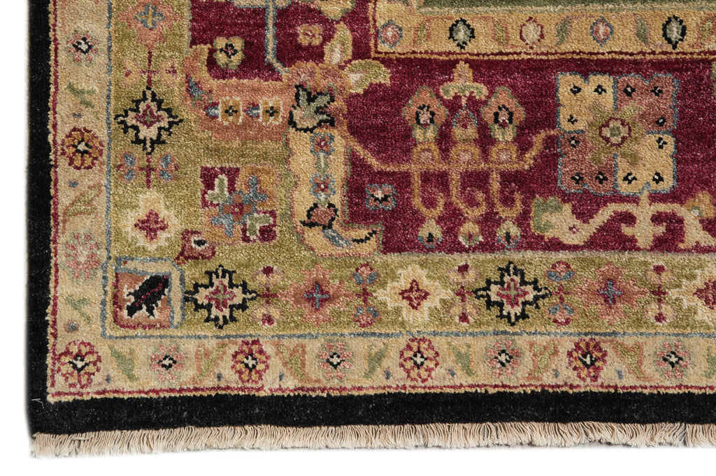 8.4 x 11.5 Jaipur Handmade Wool Rug Black Burgundy #LA-52992