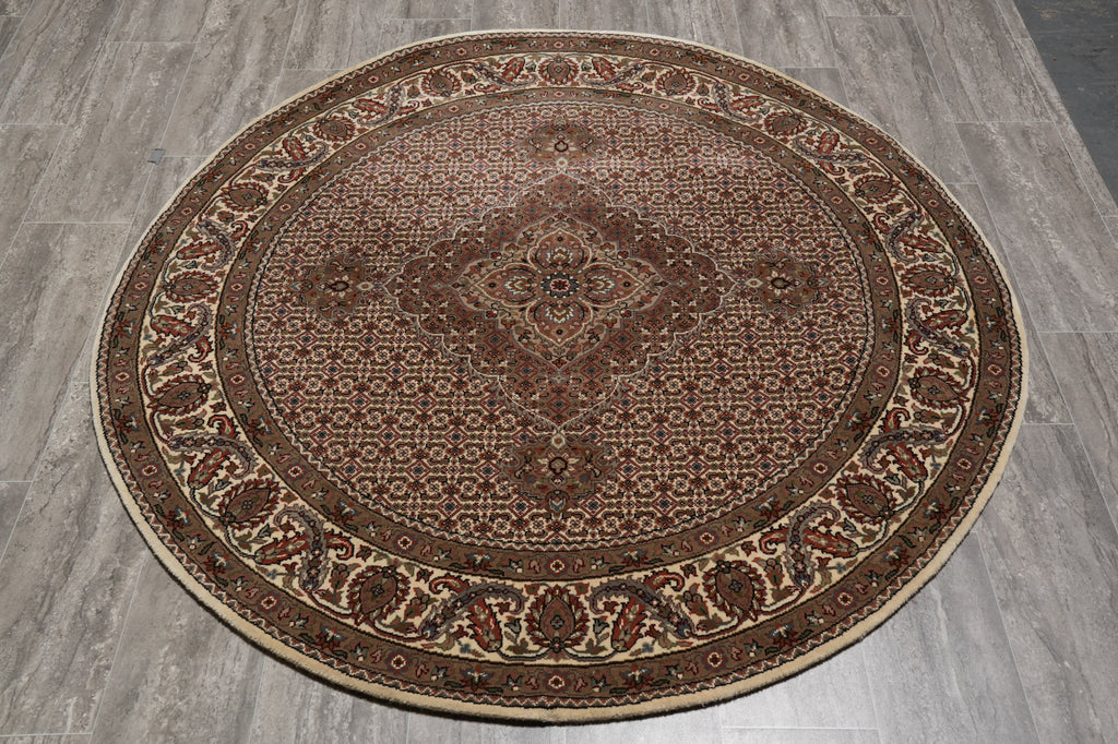 5 x 5.3 Feet Round Rug Good Quality Wool and Silk #F-4639