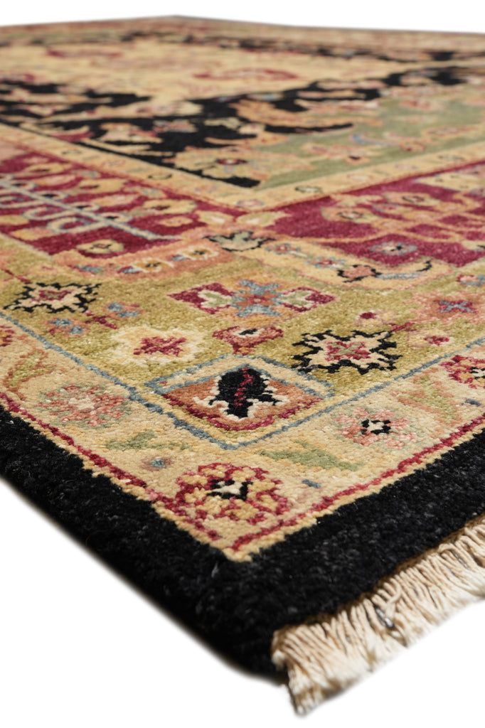8.4 x 11.5 Jaipur Handmade Wool Rug Black Burgundy #LA-52992