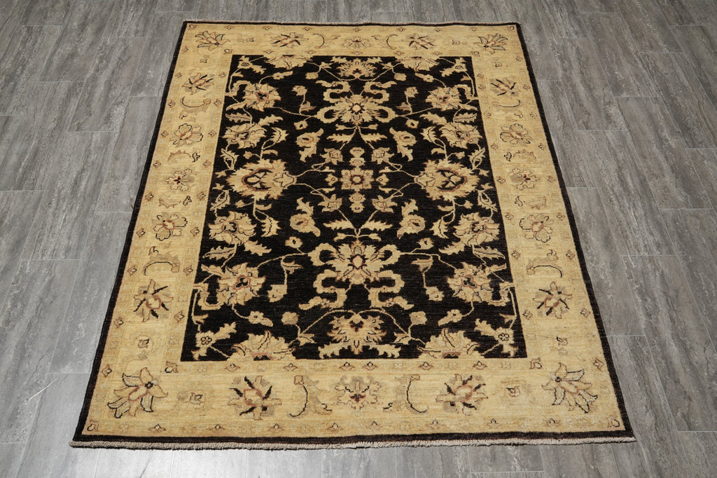 5 x 6.3 Brown Ziglar Rug Handmade Pakistan Natural Wool #PIX-25370