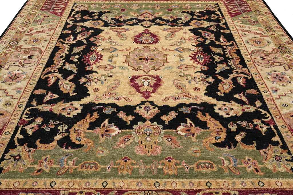 8.4 x 11.5 Jaipur Handmade Wool Rug Black Burgundy #LA-52992