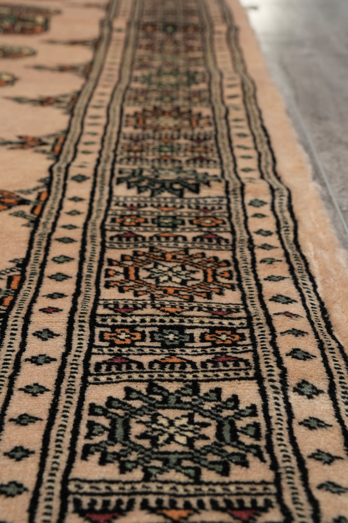 2.6 x 15.8 Beige Bokhara Rug Handmade in Pakistan #F-4636