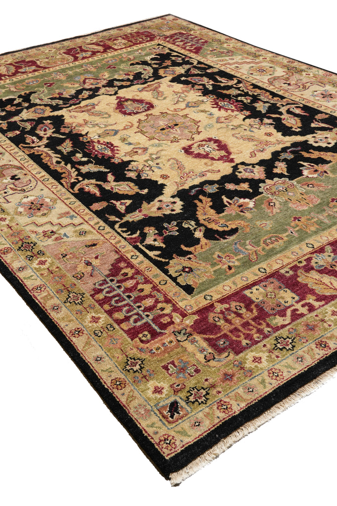 8.4 x 11.5 Jaipur Handmade Wool Rug Black Burgundy #LA-52992