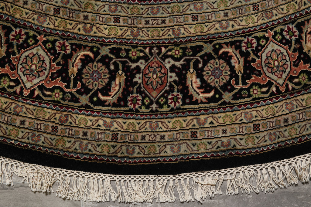 8 x 8 Feet Round Quality Wool and Silk Mahi Tabriz Rug Sale Invemtory Clearance #F-4641