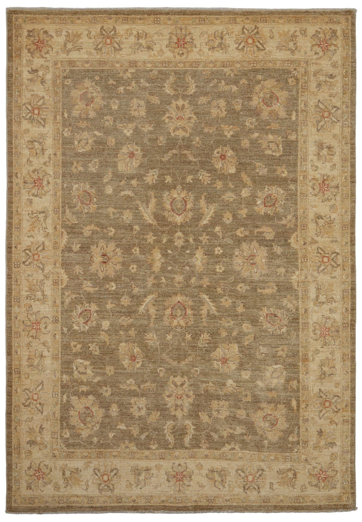 5.6 x 7.8 Chobi Peshawar Ghazni Wool Rug Sage Gray #PIX-22308