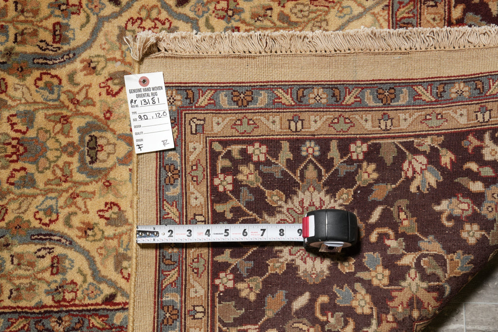 9 x 12 Quality Wool Hand-knotted Jaipur Rug Gold Brown #PIX-13181
