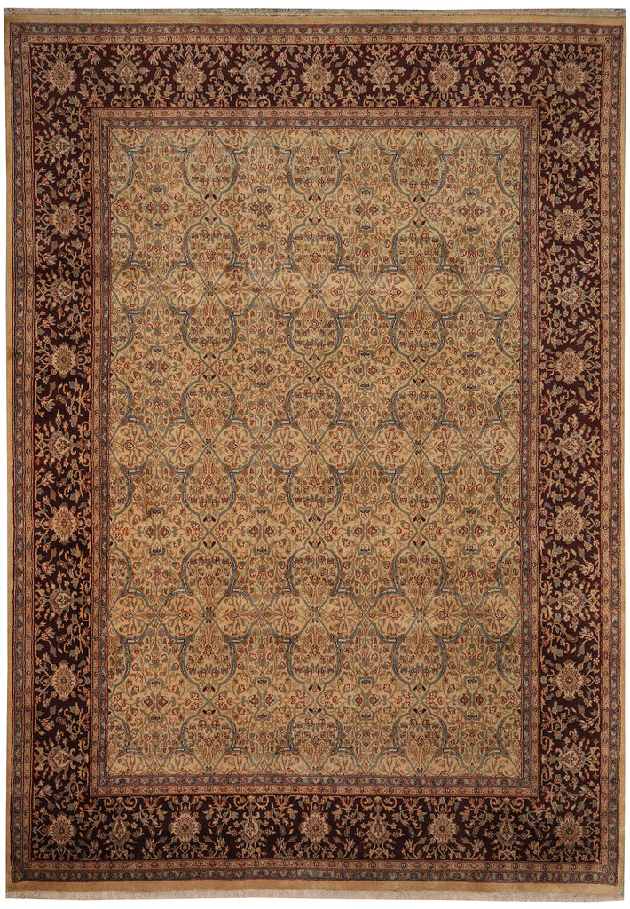 9 x 12 Quality Wool Hand-knotted Jaipur Rug Gold Brown #PIX-13181