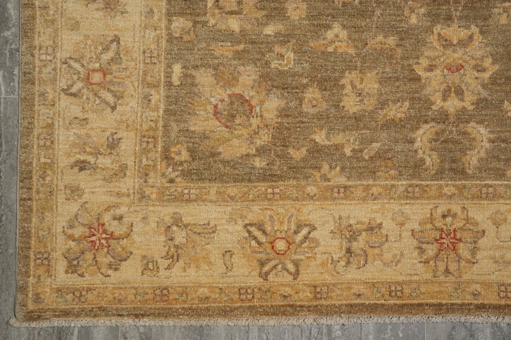 5.6 x 7.8 Chobi Peshawar Ghazni Wool Rug Sage Gray #PIX-22308