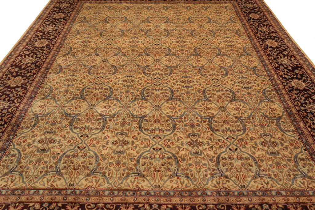 9 x 12 Quality Wool Hand-knotted Jaipur Rug Gold Brown #PIX-13181