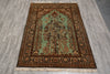 Load image into Gallery viewer, 3.7 x 5.9 Green Silk Rug Authentic Persian Qom Carpet #LA-53273